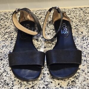 Michael Kors Collection Black Leather Ankle Strap Sandals